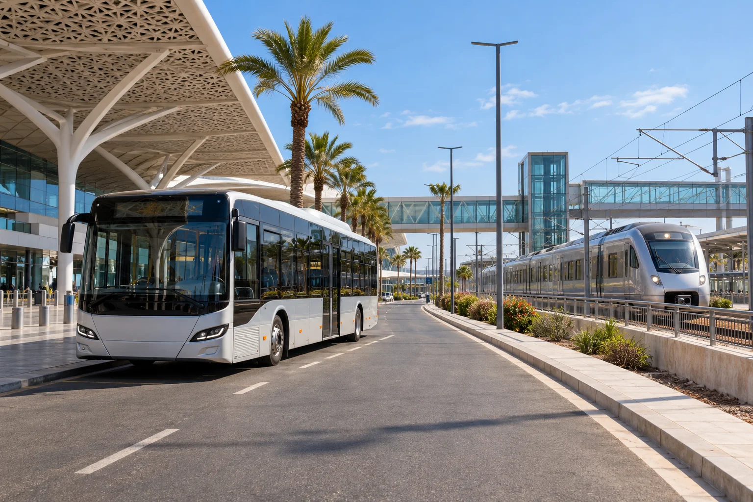 Połączenia kolejowe i autobusowe na lotnisku Mohammeda V w Casablance. casablanca airport to city center